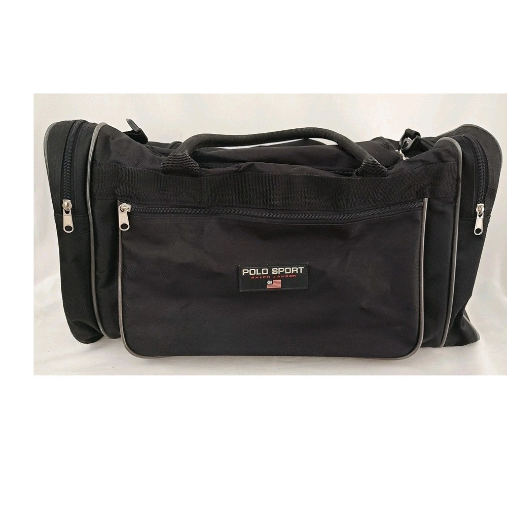 Polo Sport Ralph Lauren Duffel Bag Black Canvas Travel Gym OS travel overnight
